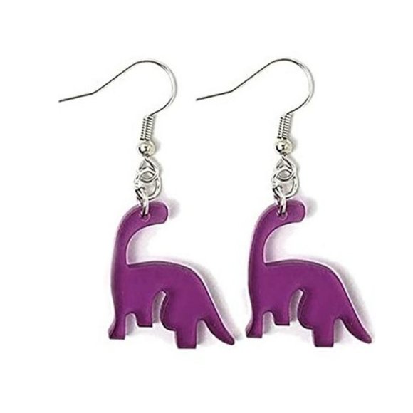COPY - NEW! Lovely Dinosaur T-Rex Earrings! DINO BARNIE BLUE GREEN TEAL or PURP… - Picture 2 of 2